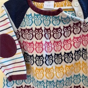 Hanna Andersson Owl Patterned Sweater Dress